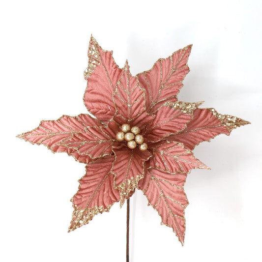 CORAL GOLD GLITTER POINSETTIA