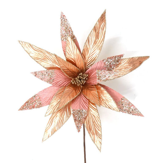 PEACH CORAL GLITTER POINSETTIA