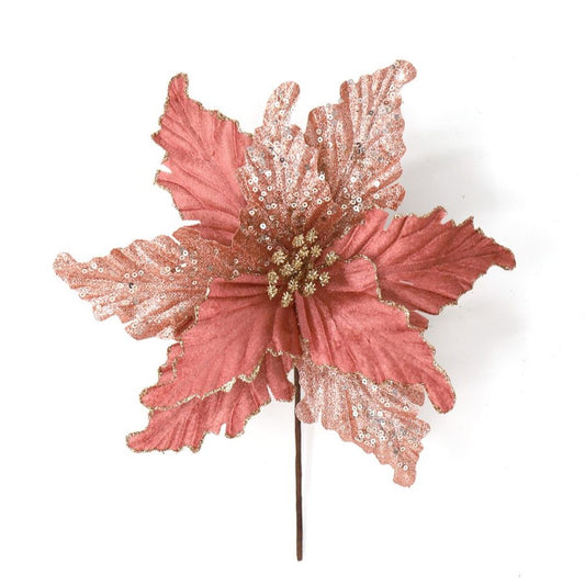 PINK ROSE GOLD GLITTER POINSETTIA