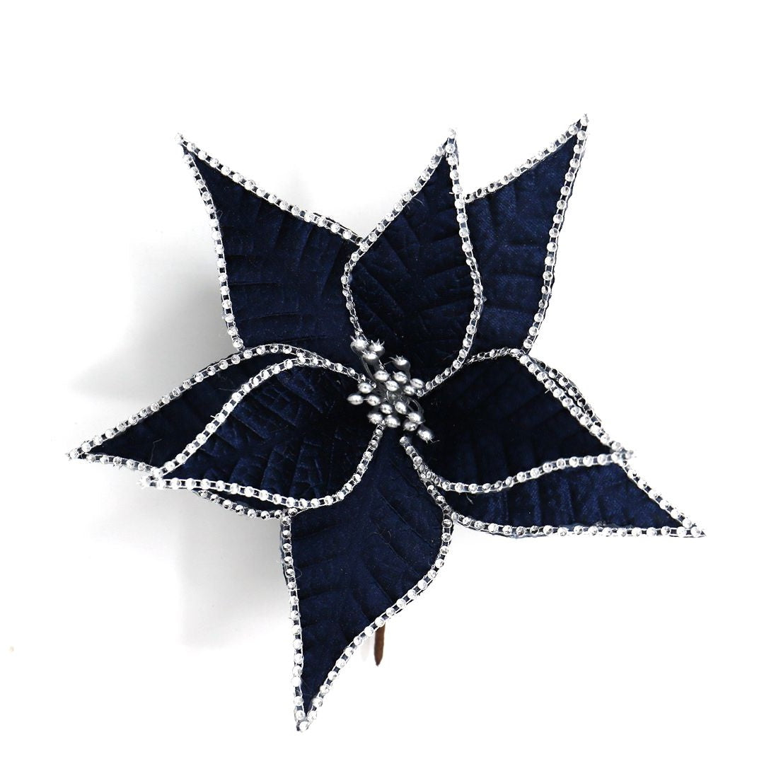 BLUE SILVER TRIM POINSETTIA