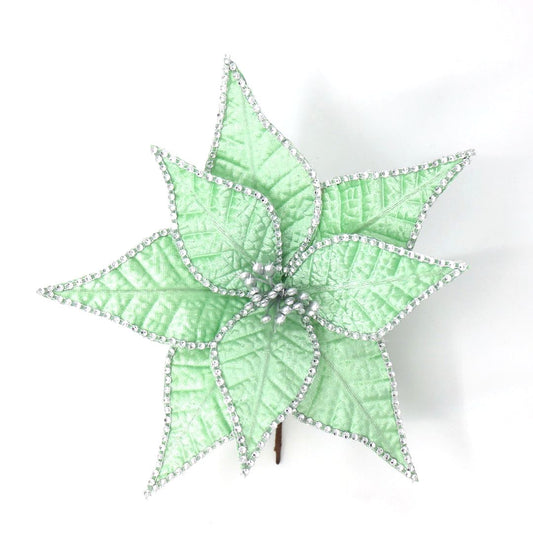 MINT GREEN SILVER TRIM POINSETTIA
