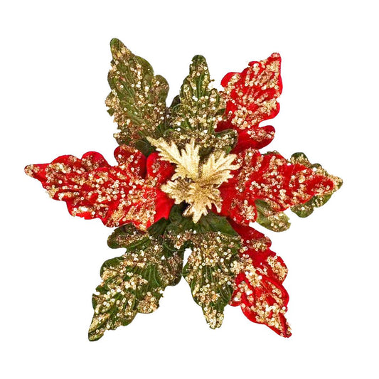 RED GREEN GLITTER POINSETTIA