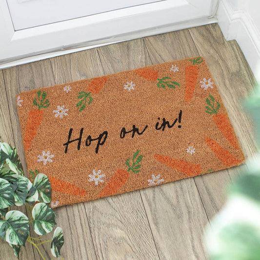 HOP ON IN EASTER DOOR MAT