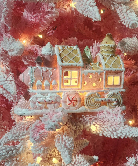 PINK GINGERBREAD LIGHT UP TRAIN
