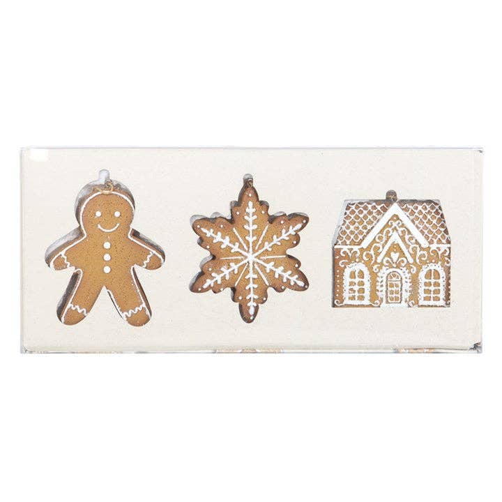 SET OF 3 GINGERBREAD HANGING ORNAMENTS