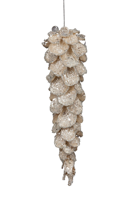 ICY PEARL JEWELLED PINE CONE 28CM