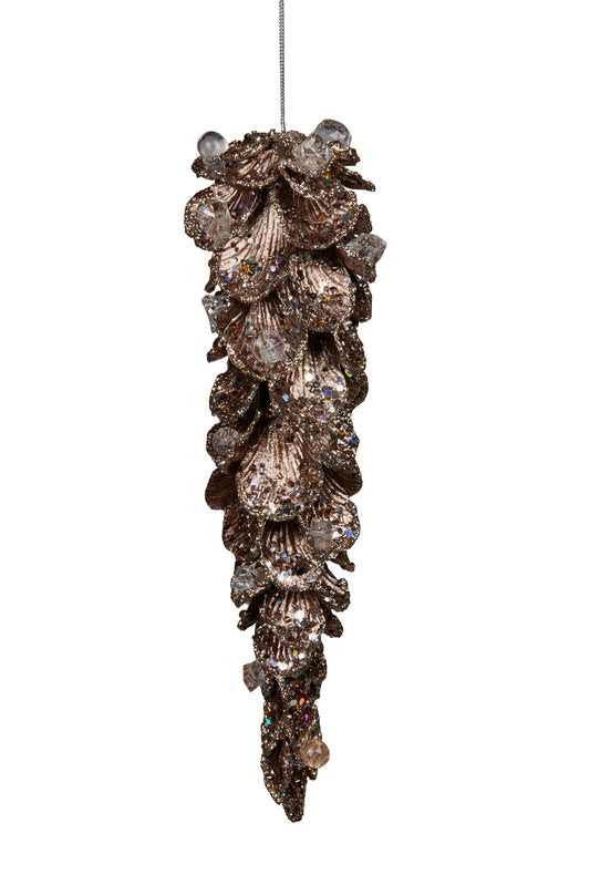 CHAMPAGNE JEWELLED PINE CONE 28CM