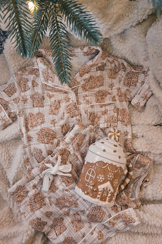 WOMENS GINGERBREAD PLAID PJ SET