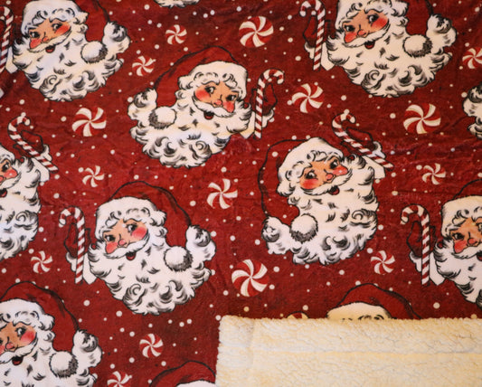 VINTAGE RED SANTA SHERPA BLANKET