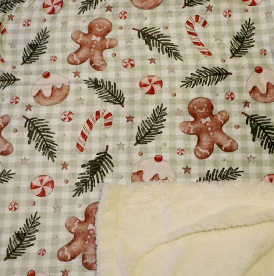 SAGE GINGERBREAD SHERPA BLANKET