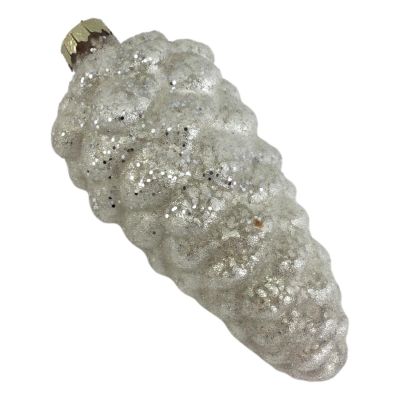 IVORY GLASS PINECONE ORNAMENT