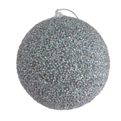 SILVER MEDIUM GLITTER BALL