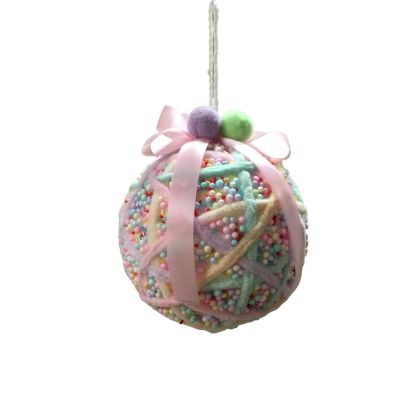 16CM BALL PINK SPRINKLE ORNAMENT