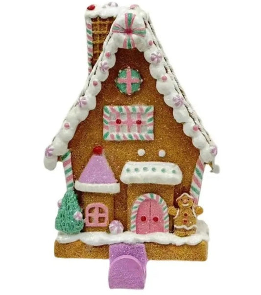 PASTEL GINGERBREAD CHIMNEY STOCKING HOLDER