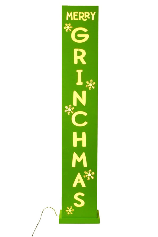 LIGHT UP MERRY GRINCHMAS POST SIGN