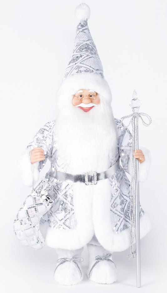 45CM SILVER/WHITE SANTA