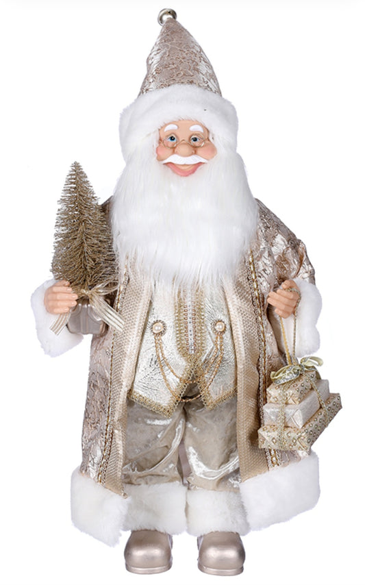 60CM CHAMPAGNE SANTA WITH PRESENTS