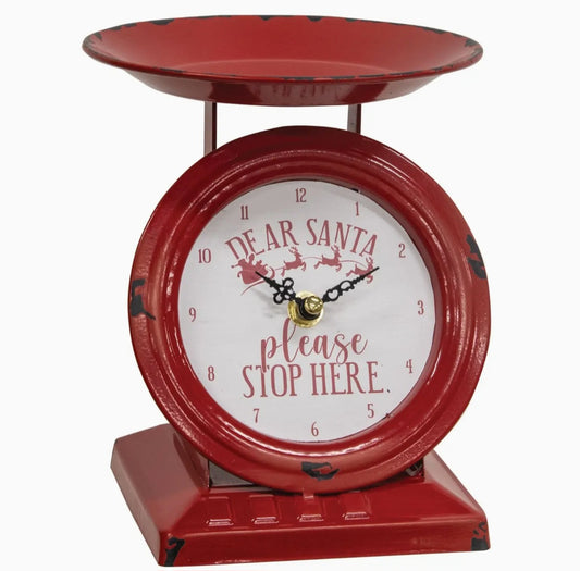 VINTAGE DEAR SANTA SCALE CLOCK