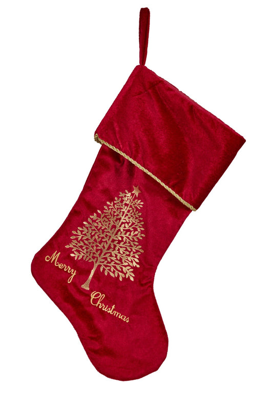 RED WITH GOLD PRINT STOCKING
