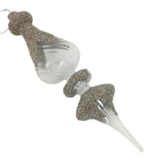 SILVER ENCRUSTED CLEAR FINIAL