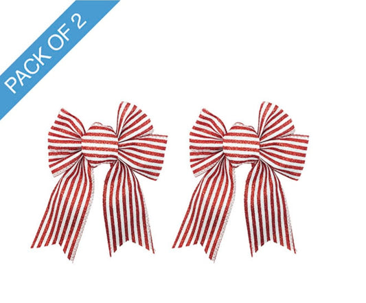 PRE MADE BOWS RED & WHITE PK2