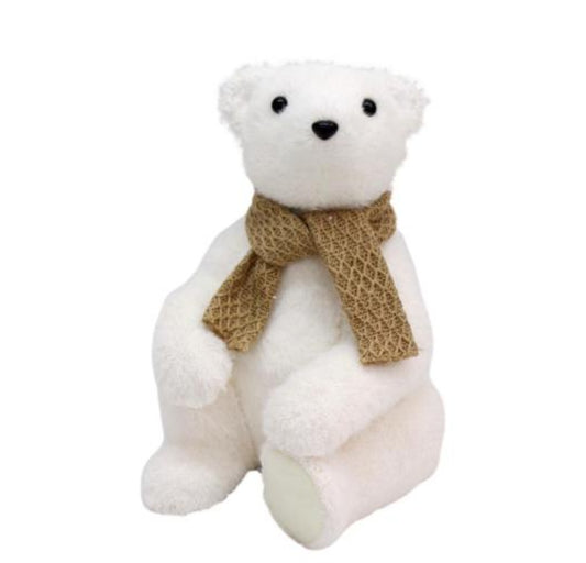 22CM SITTING BEAR GOLD SCARF