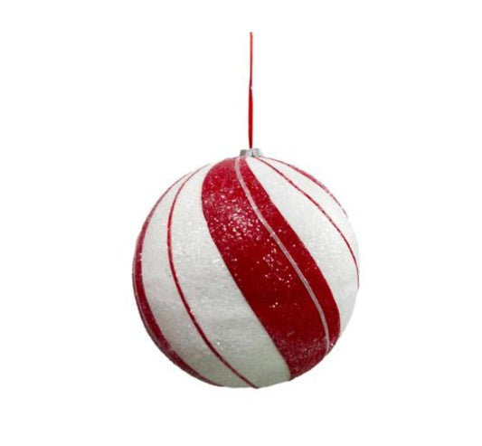 24CM PEPPERMINT SWIRL BALL HANGING