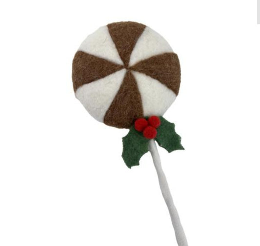 BROWN WHITE LOLLYPOP HOLLY PICK