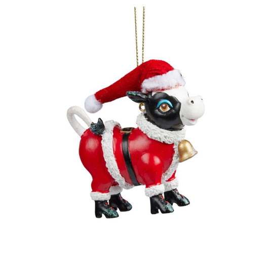 COW IN SANTA SUIT HANGING