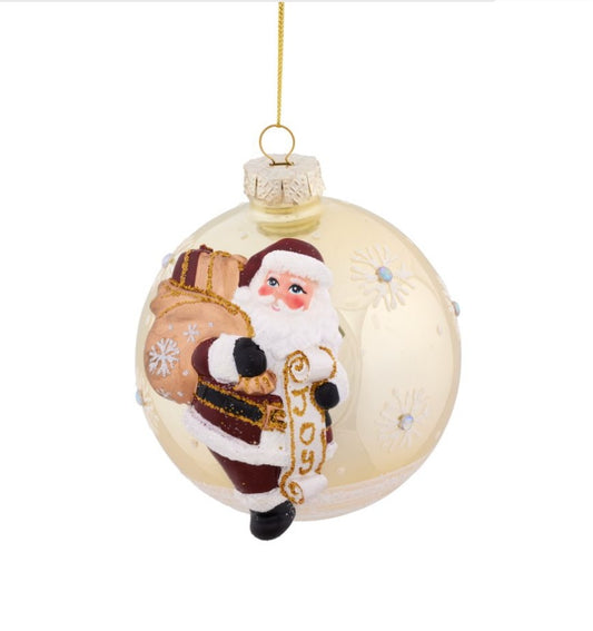 GOLD BAUBLE WITH RAISED SANTA