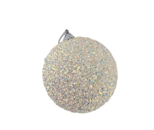 WHITE MEDIUM GLITTER BALL