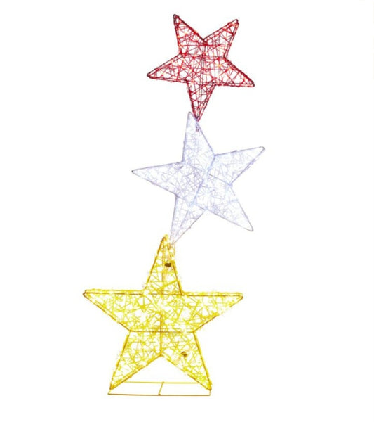 TRIPLE CHRISTMAS STAR STACK WITH LIGHTS
