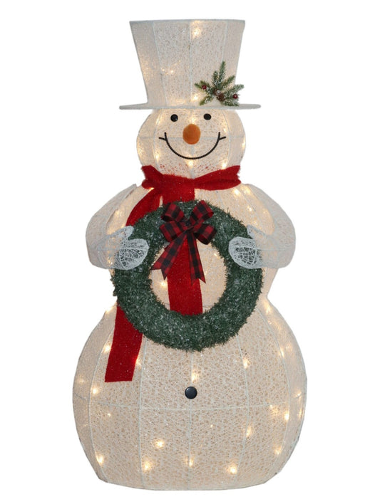 WHITE MESH LIGHT UP SNOWMAN OUTDOOR 150CM