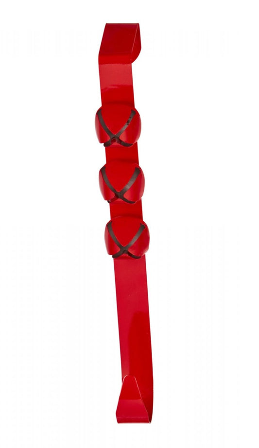 30CM RED WREATH HOLDER WITH BELLS
