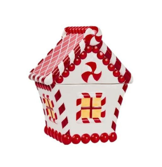 RED WHITE CANDY HOUSE JAR