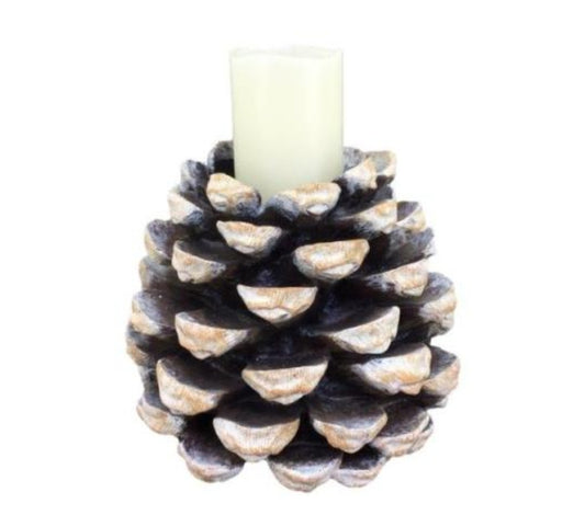 LRG RESIN PINE CONE CANDLE HOLDER