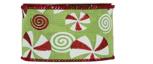 GREEN GRINCHMAS PEPPERMINT 9.14M RIBBON