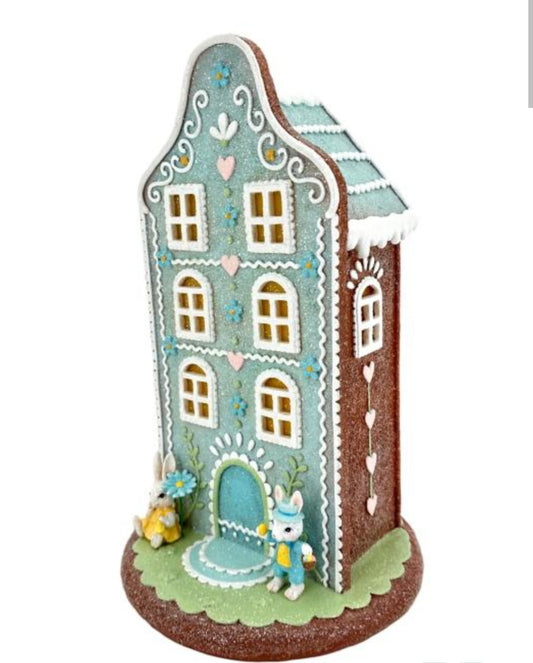 BLUE GINGERBREAD EASTER HOUSE