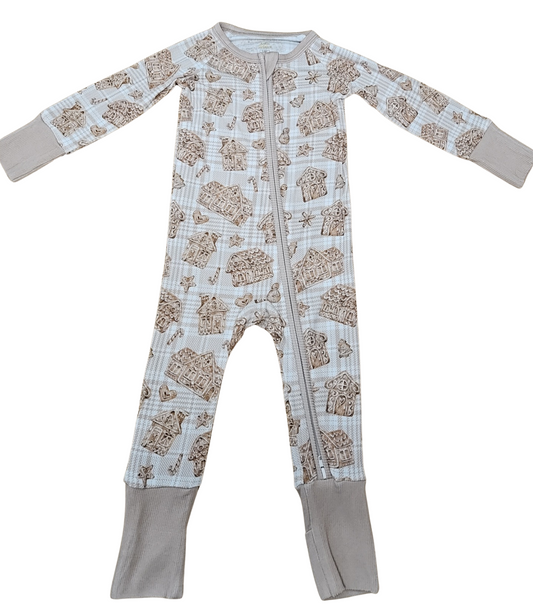 INFANT RIBBED GINGERBREAD ZIPPY