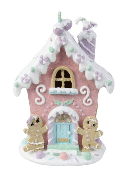 LIGHT UP PASTEL GINGERBREAD HOUSE 19CM