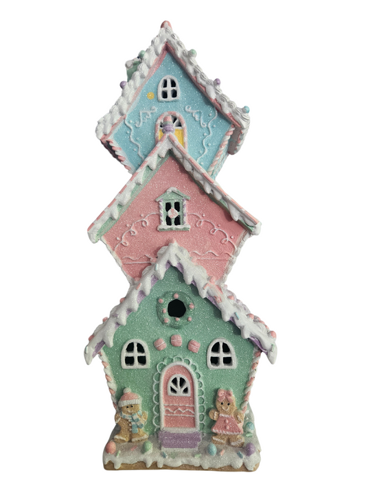 PASTEL LIGHT UP 3 STORY GINGERBREAD HOUSE