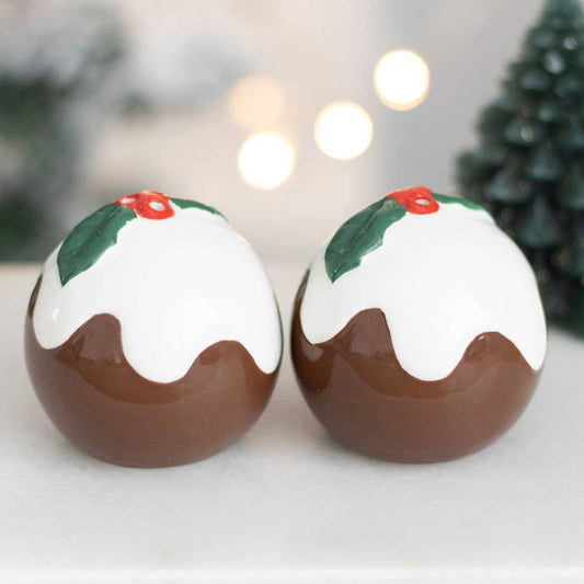 CHRISTMAS PUDDING SALT & PEPPER SHAKERS