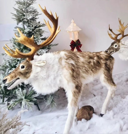 LIFESIZE ANIMATED REINDEER WHITE/BROWN
