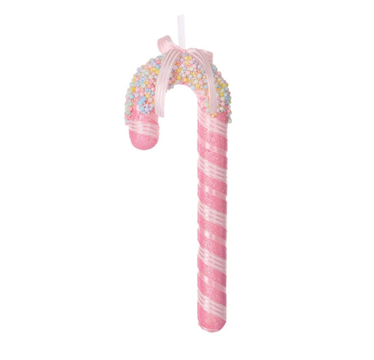 PRE ORDER LRG ICED SPRINKLE PINK CANDY CANE HANGING