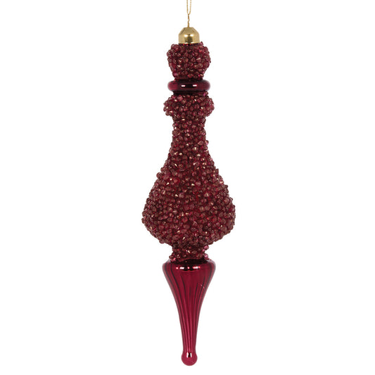 PRE ORDER BEADED BURGUNDY FINIAL