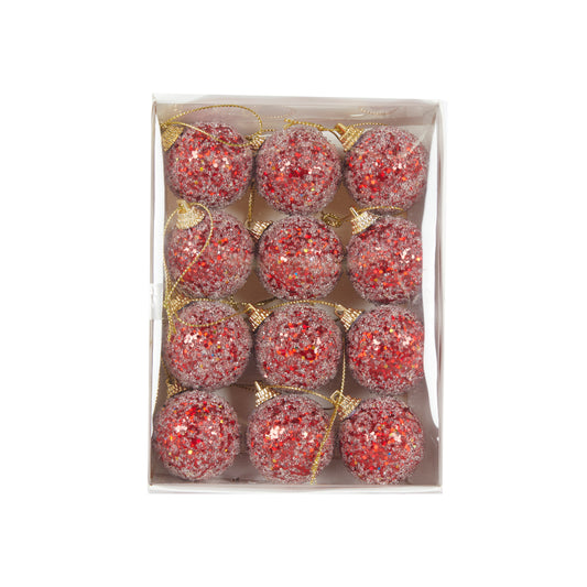 PRE ORDER MINI RED SUGAR BAUBLES 12PK