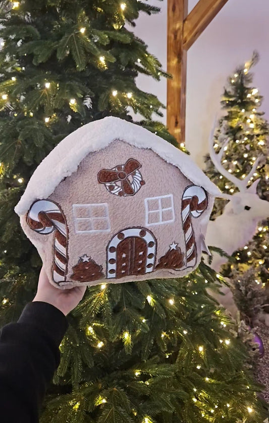 BROWN GINGERBREAD HOUSE CUSHION