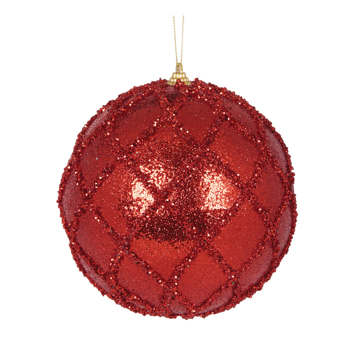 PRE ORDER XL RED GLITTERED LATTICE BAUBLE