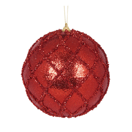 PRE ORDER XL RED GLITTERED LATTICE BAUBLE