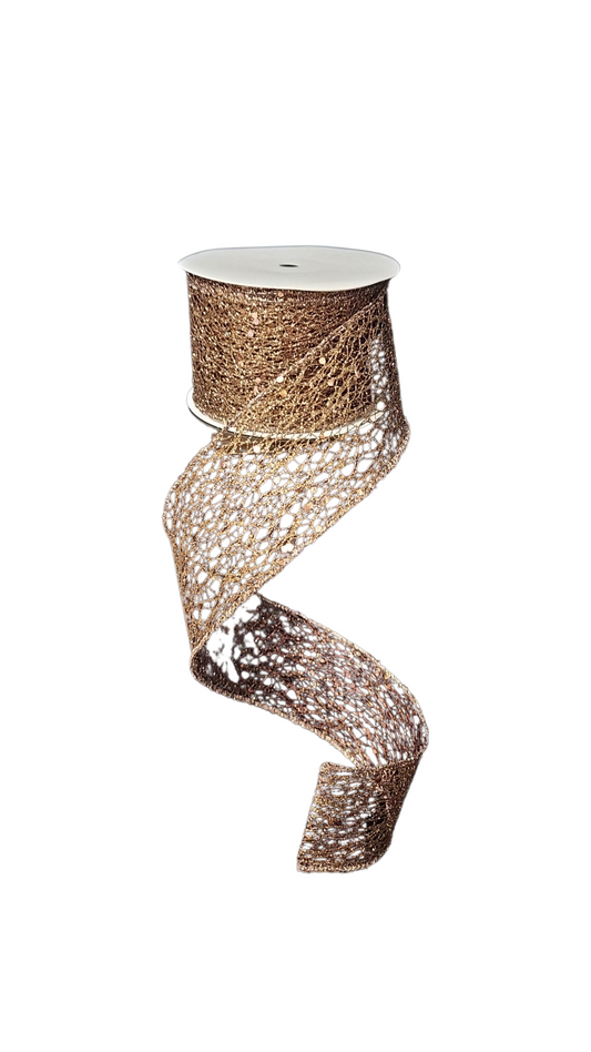9.14M BROWN GLITTER NET RIBBON